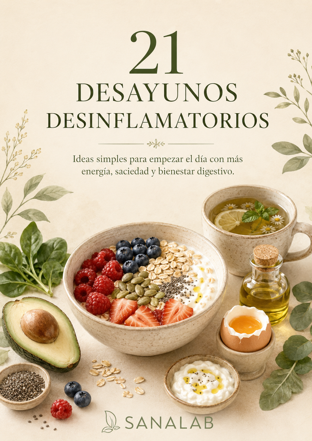 Portada de 21 Desayunos Desinflamatorios
